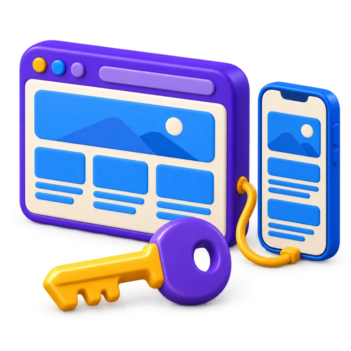 A connected website and phone with a key for the handover