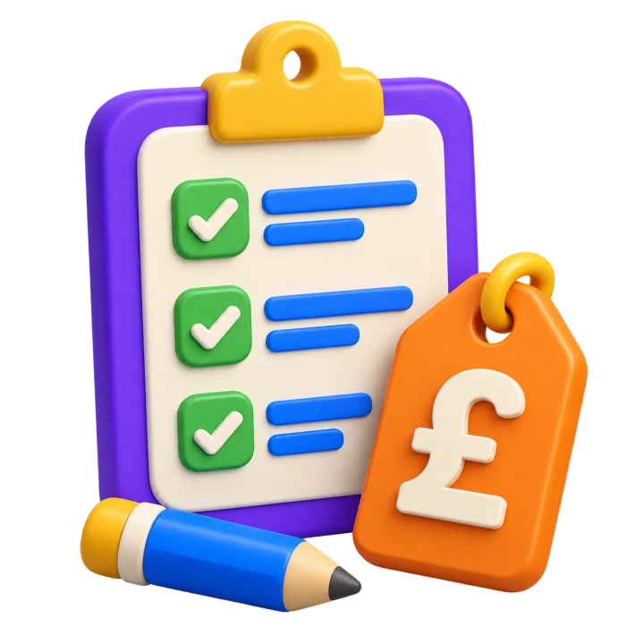An agreed plan with a pound price tag and pencil