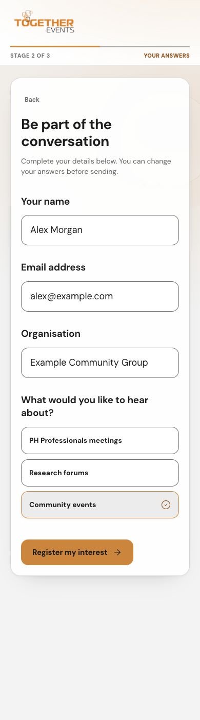 Forms & data collection: Make it easy to express an interest