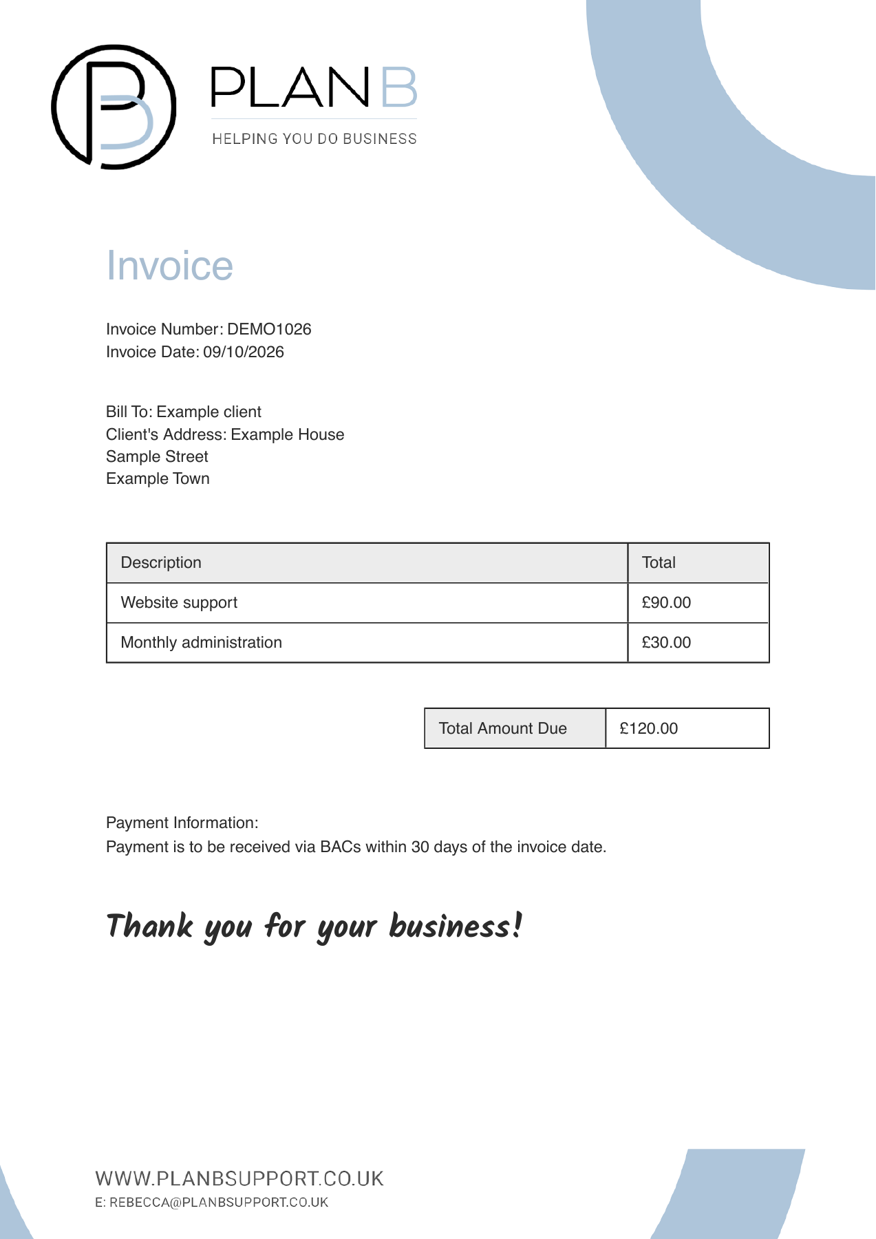 Plan B: An invoice you can send to your client