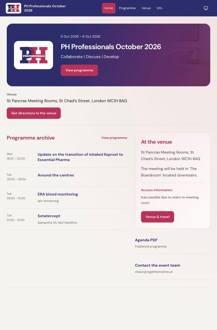 Together Events: Tablet: room to browse